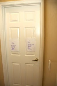 Door with signs