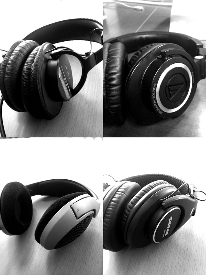 Four sets of headphones