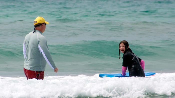 Body boarding in the pacific